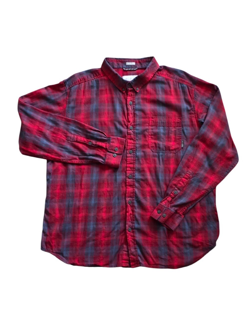 Columbia XL Red Blue Plaid Long Sleeve Outdoor Gorpcore Button Down Shirt